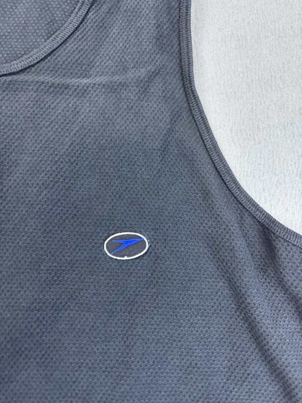 Vintage Speedo Tank Top Mens XL Black Spell Out Logo Beach Gym US Made gallery