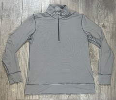 FootJoy FJ Golf Pullover Mens M Gray White Performance Micro Stripe 1/4 Zip