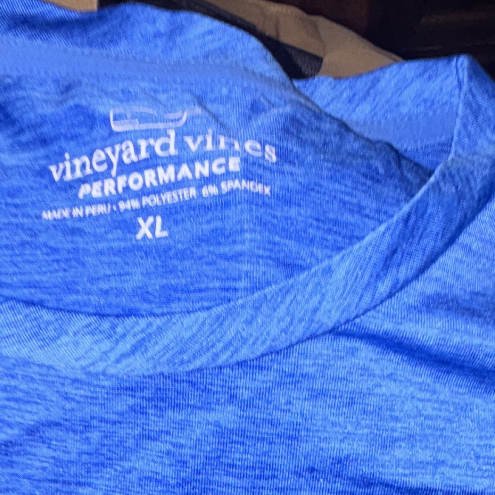 Vineyard Vines Performance Stretch Tee Men’s XL Blue Crew Neck Whale Logo gallery