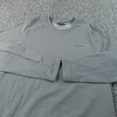 Eddie Bauer Shirt Mens XLT Gray Waffle Knit Grid Fleece Thermal Long Sleeve Hike