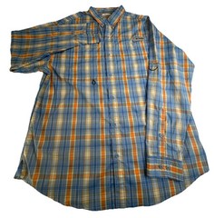 Columbia Shirt Mens XL Blue Plaid Button Front Omni-Shade Omni-Wick Long Sleeve