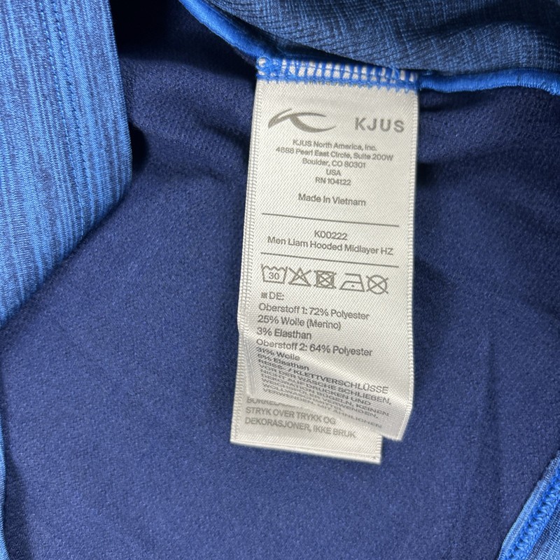 KJUS Golf Hoodie Liam Tech Wool 1/4 Zip Medium Bright Blue Polyester MSRP $249 gallery
