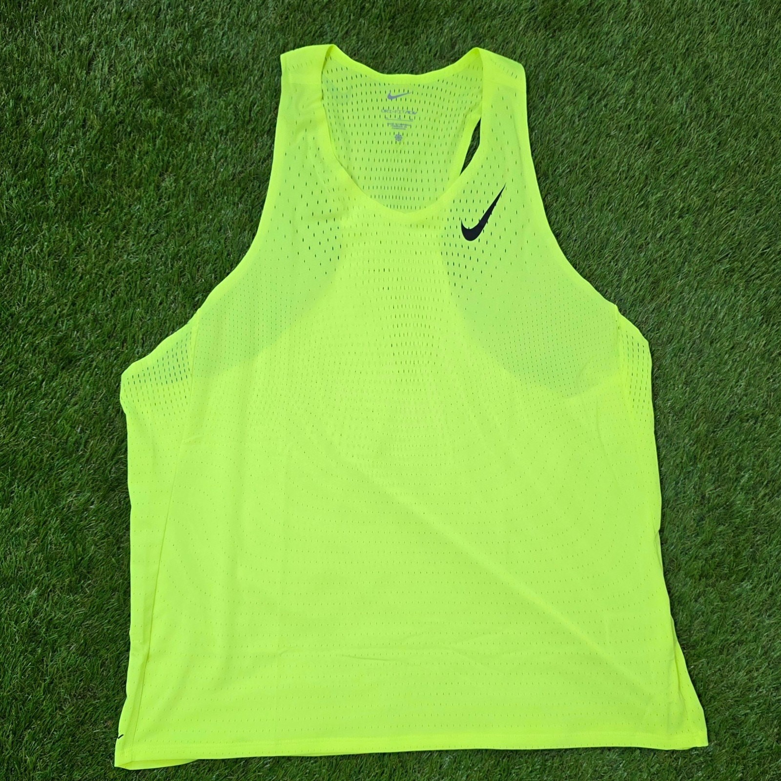 Nike Dri-Fit ADV Running Singlet Tank FN4231–702 Volt Yellow Men's Size XL New gallery