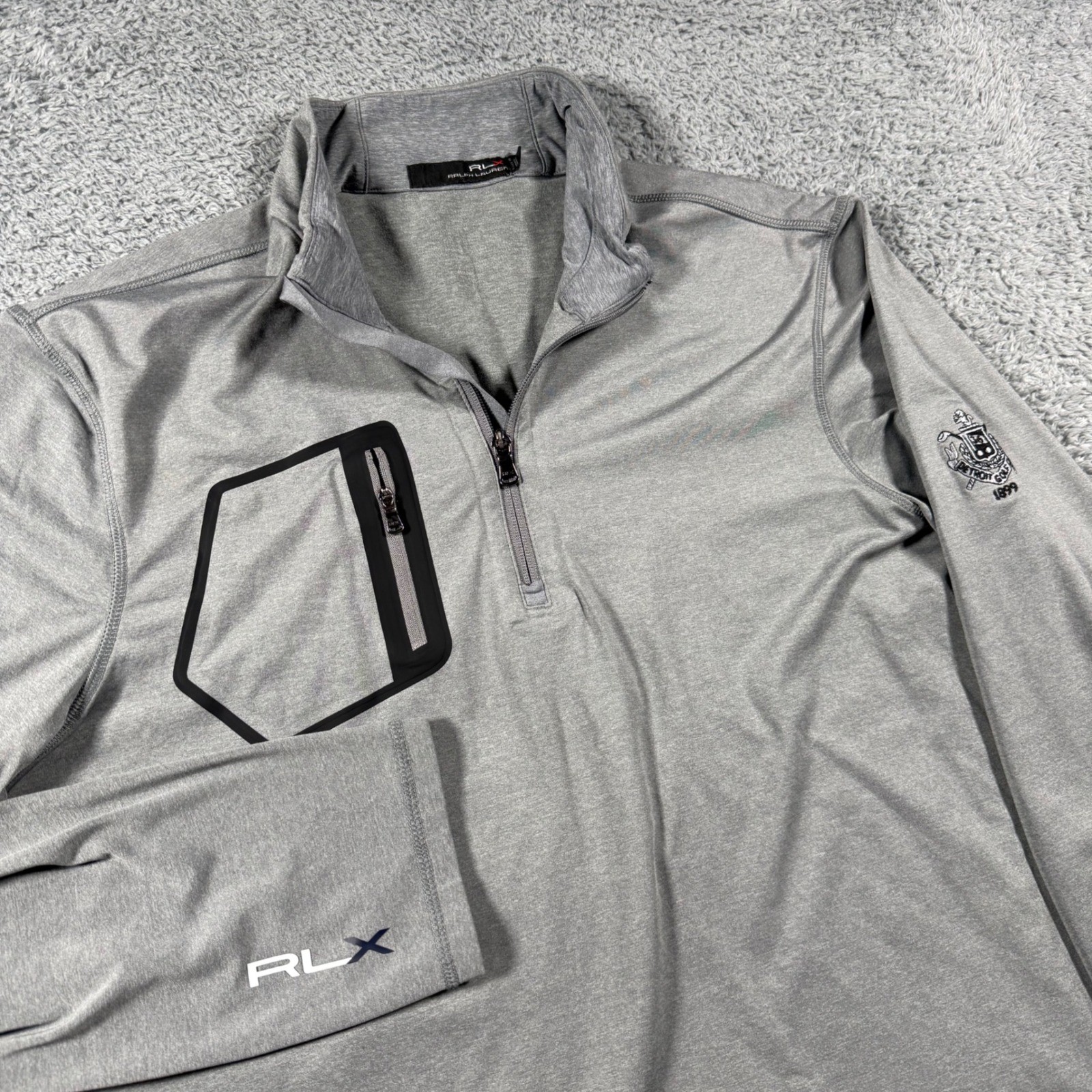 RLX Ralph Lauren Performance Golf 1/4 Zip Pullover Mens Large Detroit Golf Club gallery