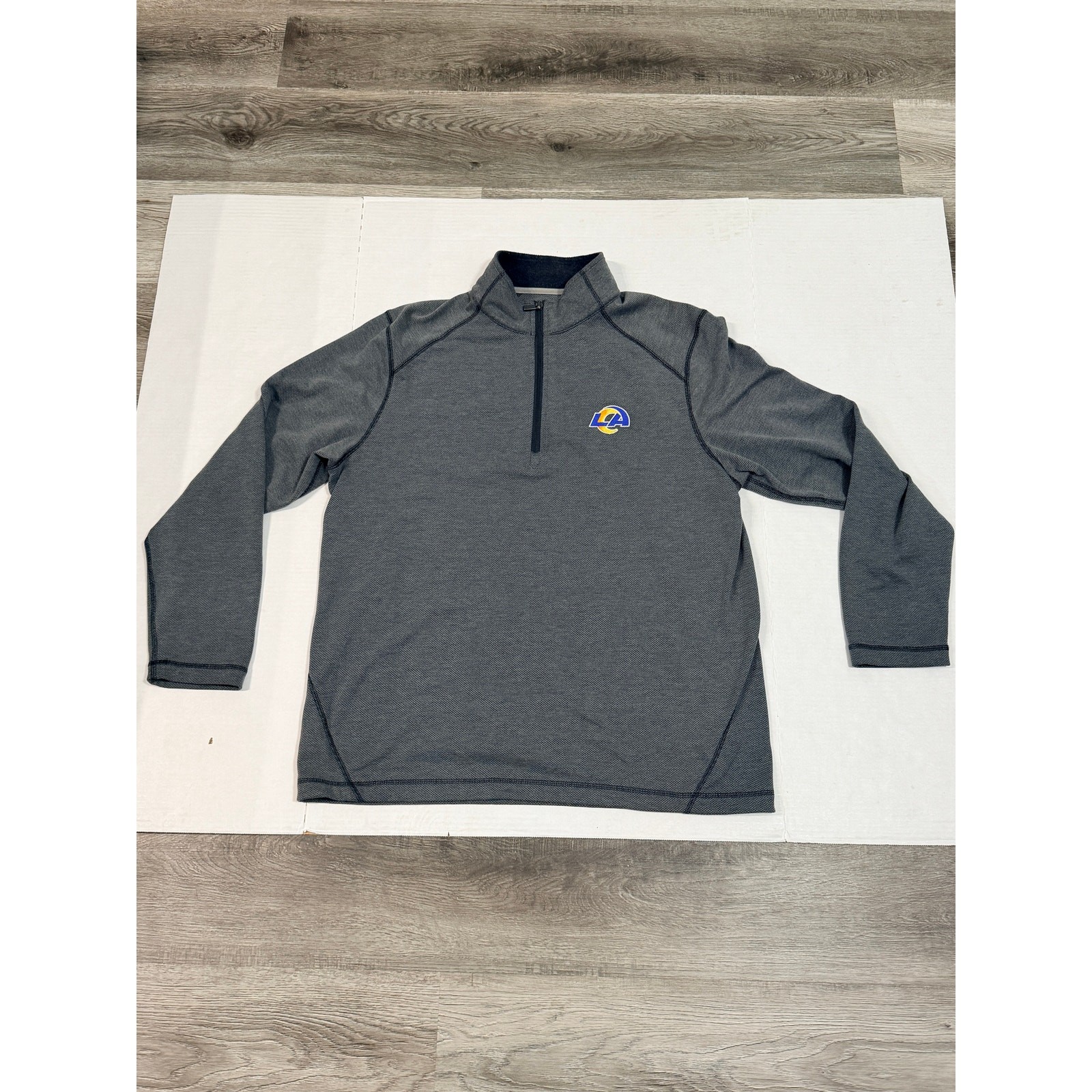 Tommy Bahama LA Rams Quarter Zip Pullover Gray Medium NFL Tobago Bay Sweater gallery
