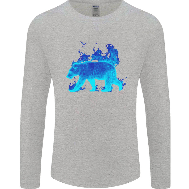 A Blue Flame Grizzly Bear Mens Long Sleeve T-Shirt gallery