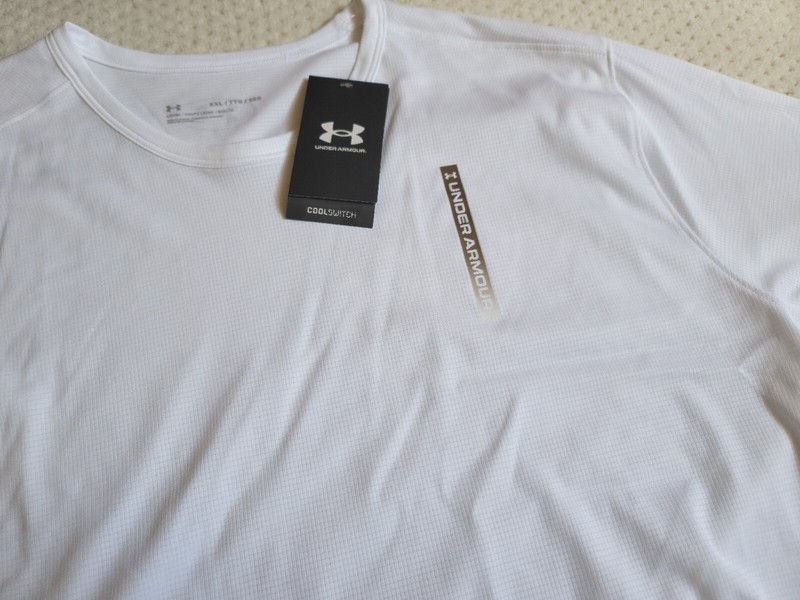 NWT Under Armour CoolSwitch Hidden Print WHITE Training T-shirt 1370362-100, XXL gallery