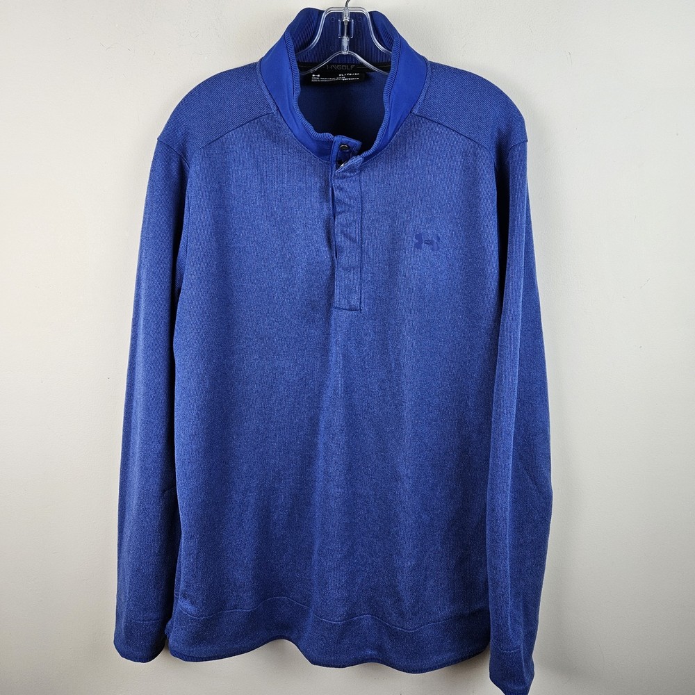 Under Armour ColdGear Pullover Men XL Blue 1329832 Golf Athletic Snap Mock