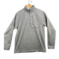 Cabela’s Men’s L Classic Gray Herringbone 1/4 Zip Fleece Casual Outdoors Golf
