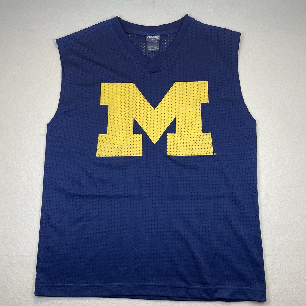 Vintage University Michigan Sleeveless Jersey Tank Top Men Large Blue Maize Y2K