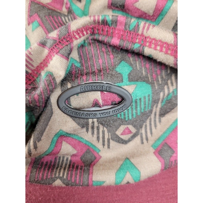 686 Airhole Poly Blend Long Sleeve Red/Aztec print base layer with facemask Sml gallery