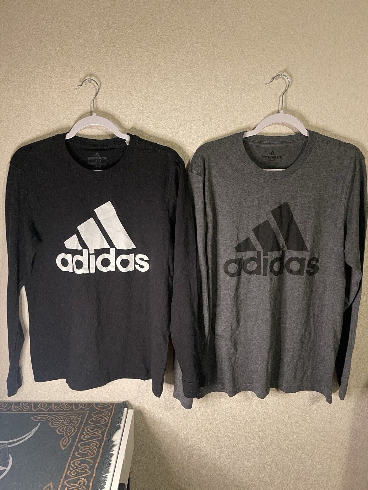 (2) Men’s Adidas Amplifier Long Sleeve Shirts Men's M Black & Grey 🔥 gallery