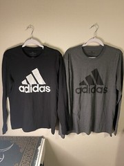 (2) Men’s Adidas Amplifier Long Sleeve Shirts Men’s M Black & Grey 🔥