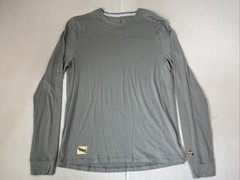 Tracksmith Mens Large L Gray Blue Merino Wool Blend Long Sleeve Running Harrier