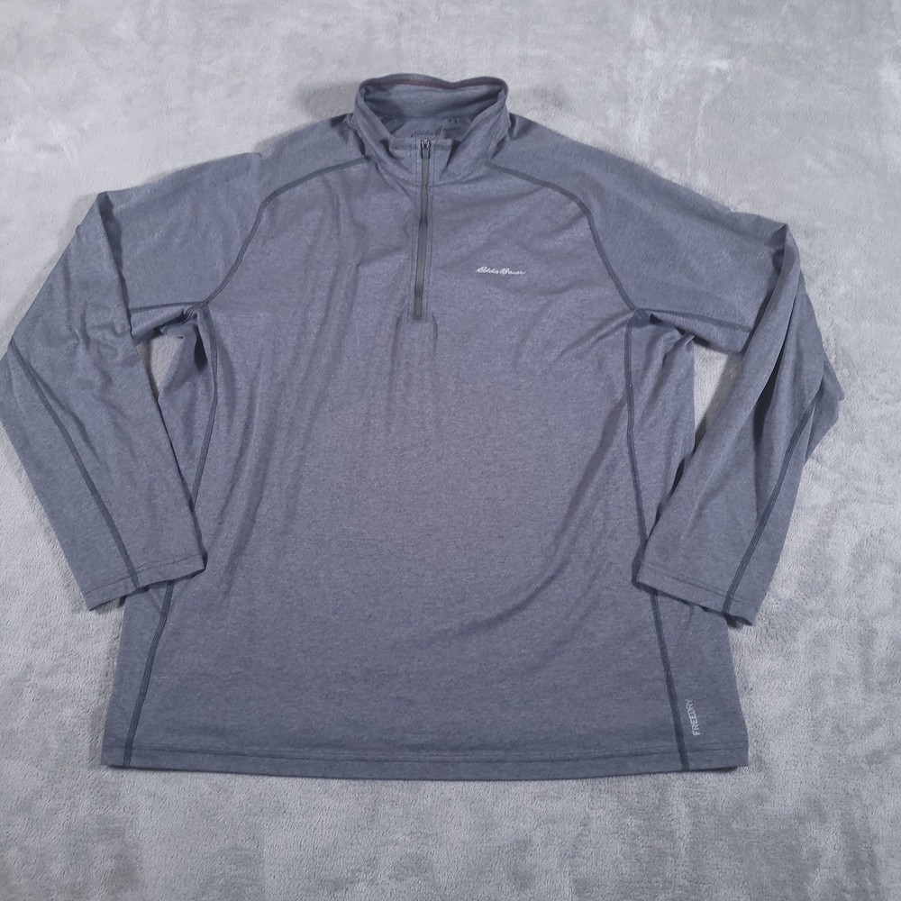 Eddie Bauer Shirt Men TXL Gray 1/4 Zip FreeDry Pullover Performance Activewear