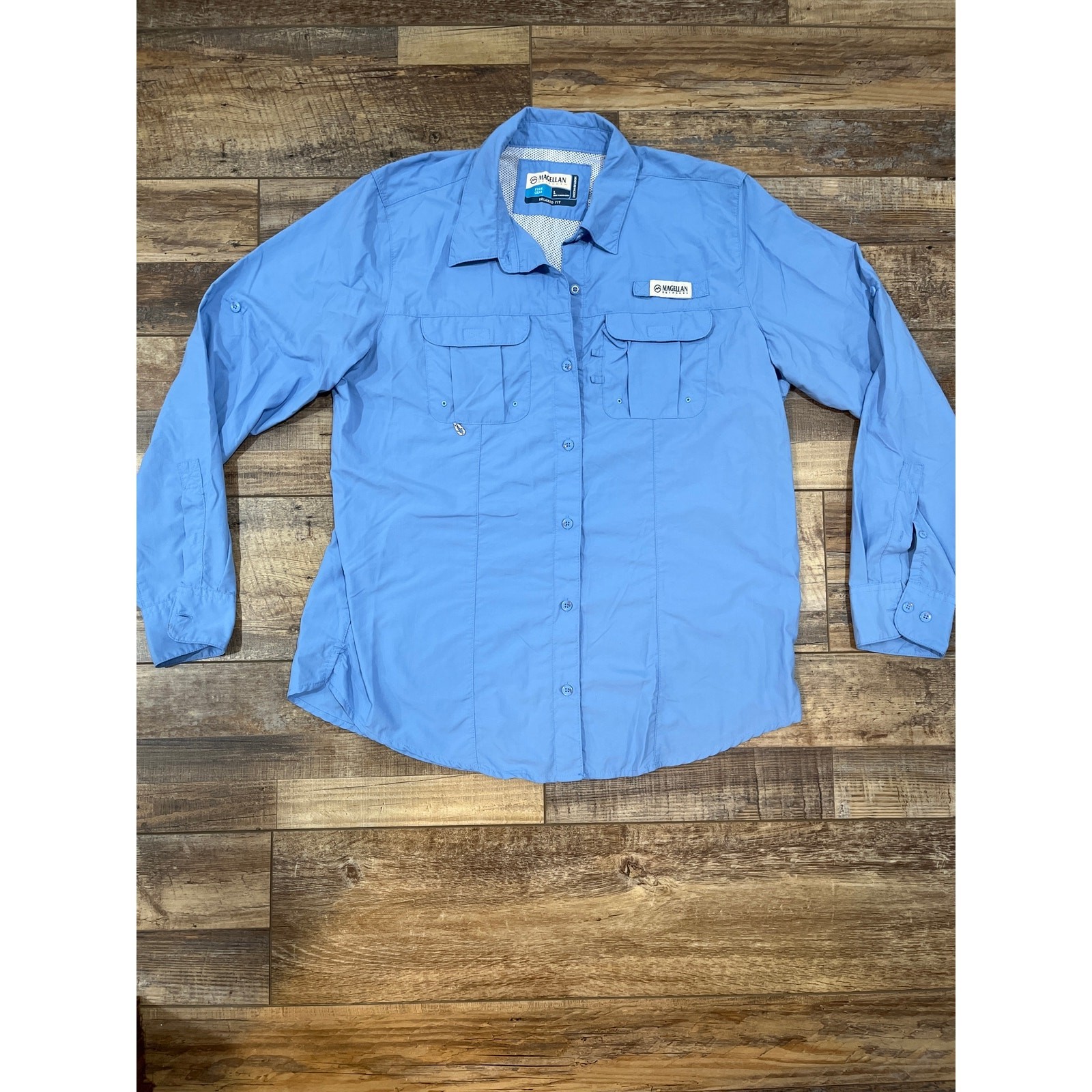 Mens Magellan Outdoors Adventure Gear Blue Fish Gear Shirt moisture wicking gallery