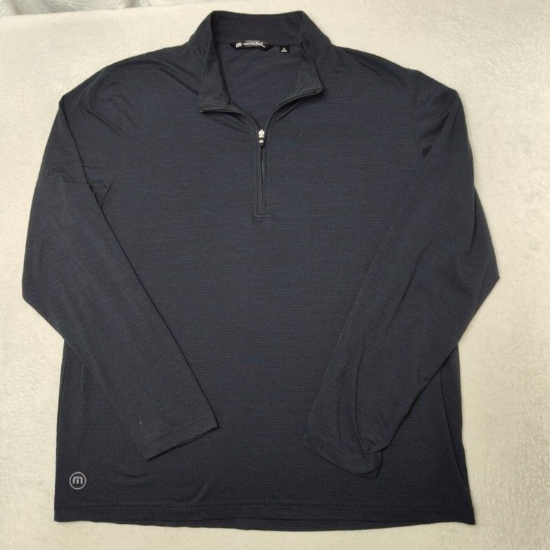Travis Mathew Pullover Men XL Blue Golf 1/4 Zip Collared Stretch Jersey Pullover gallery