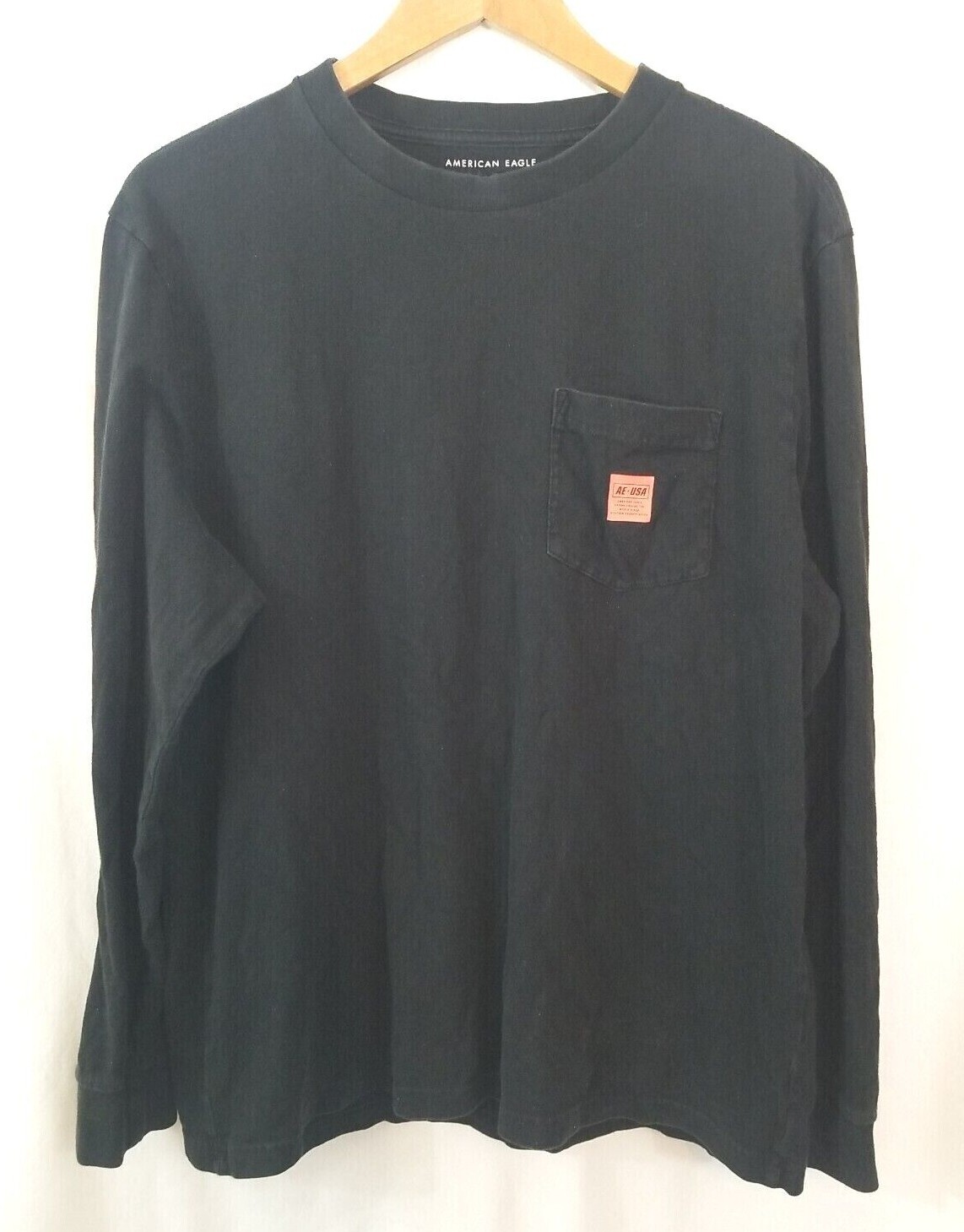 American Eagle AE Logo Flex Mens Long-Sleeve T-Shirt Size Large Black gallery