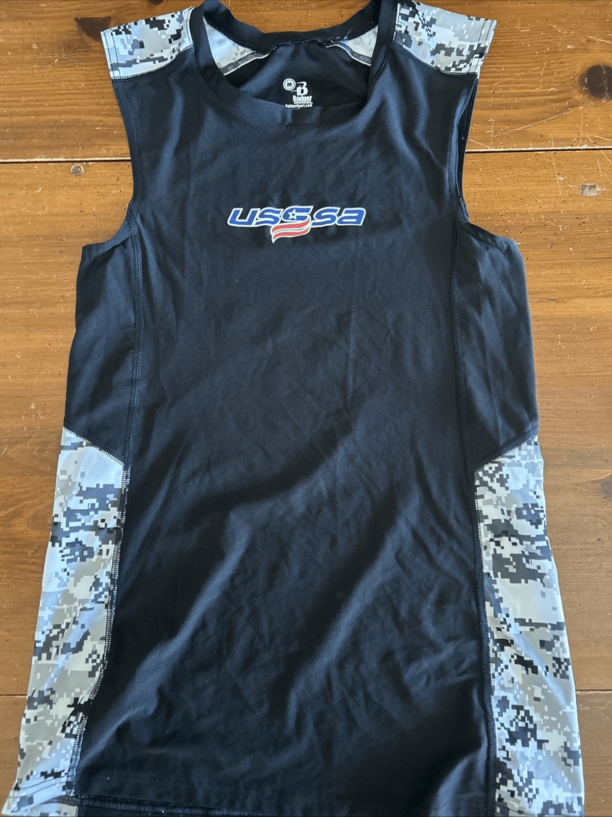 USSSA Men’s Tank Size Medium Black W/ Digi Camo Print Badger Brand gallery