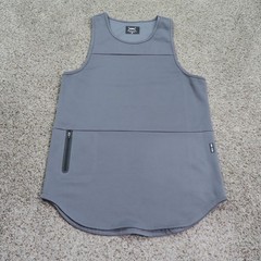 ASRV Tank Top Mens Large Gray SilverPlus Mesh Utility Zipper Pocket Gym DSG-0136