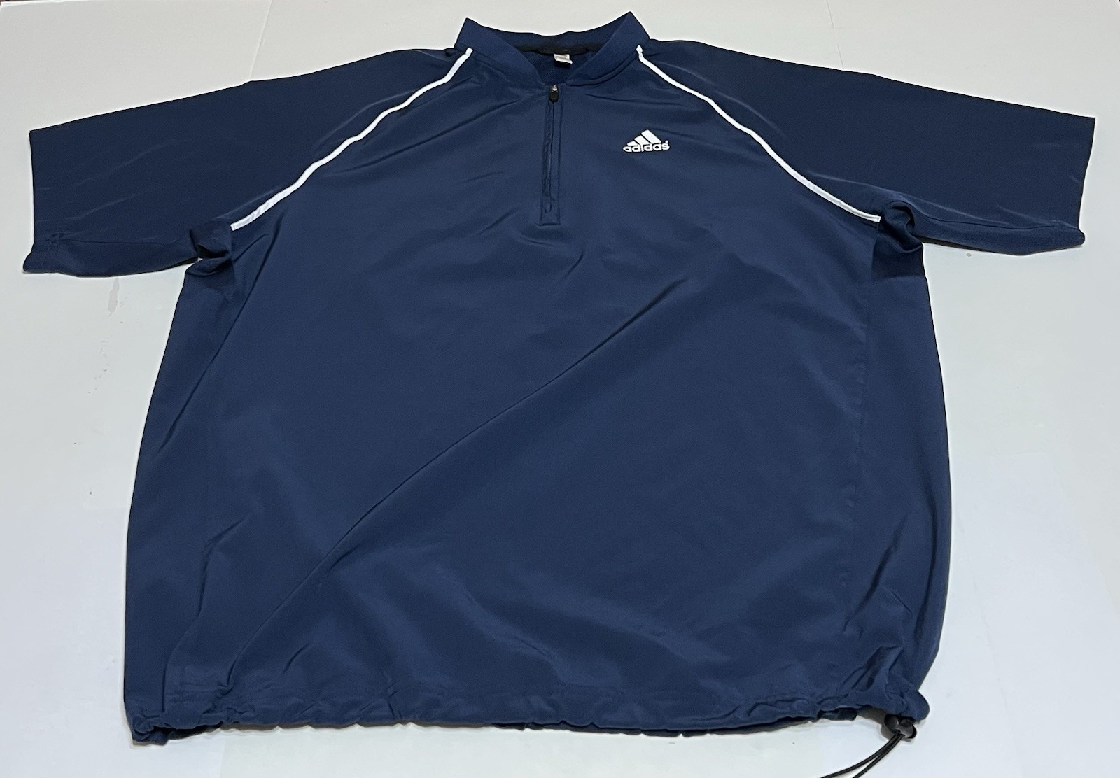 Adidas Batting Jacket Mens Large Blue Triple Stripe Short Sleeve Windbreaker gallery