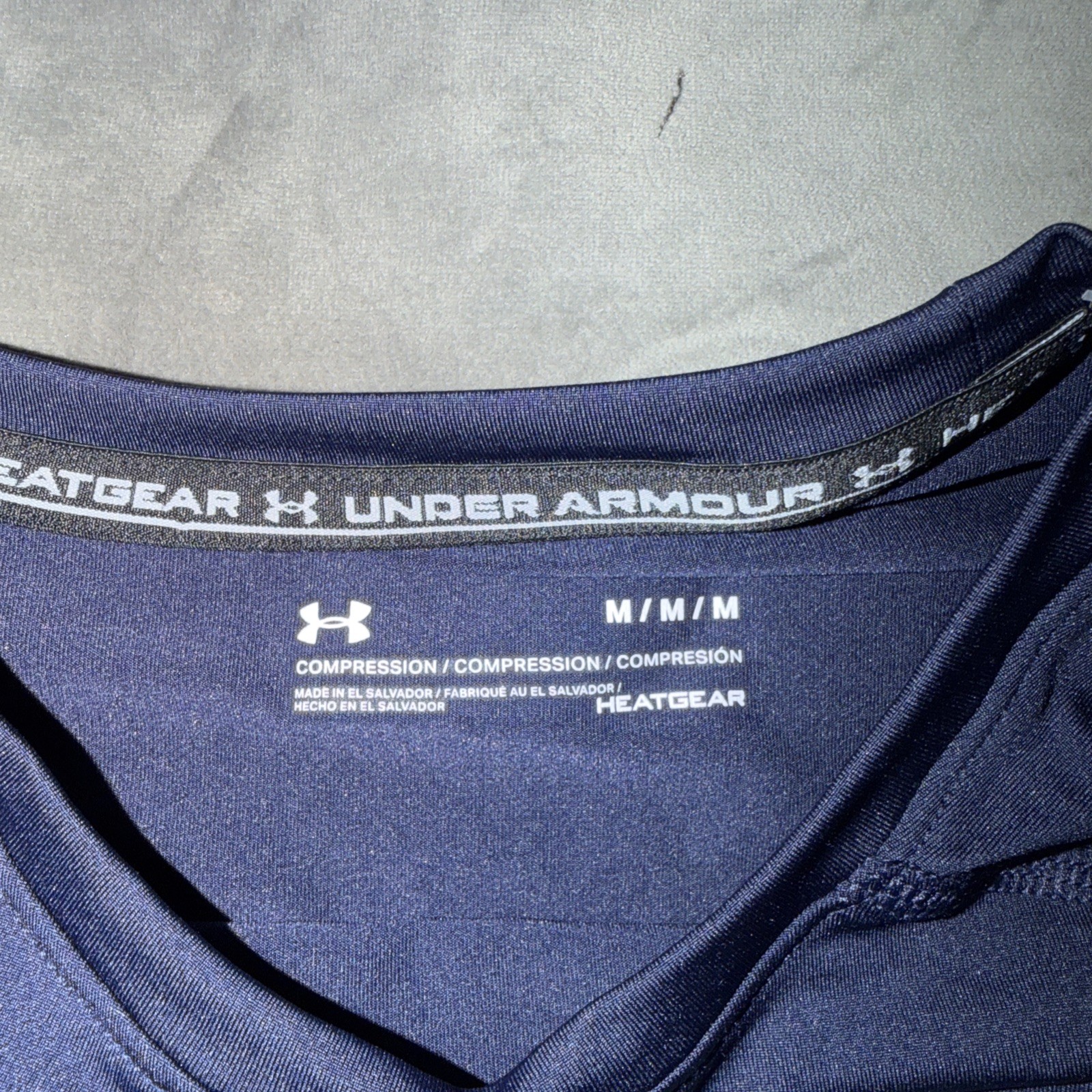 UA Men’s Heat Gear Compression Long Sleeve Navy Blue Shirt Sz Medium gallery