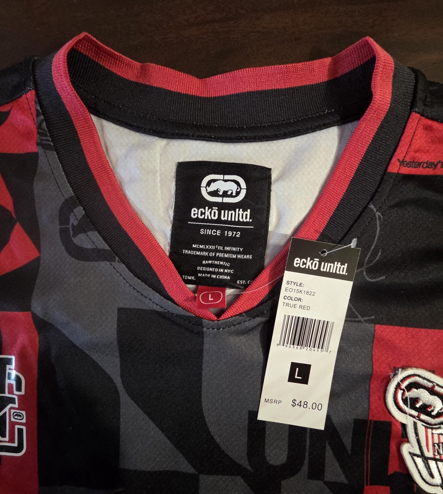 Ecko Unltd Mens graphic soccer jersey color Red,black Size Large gallery
