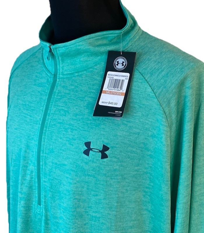 Under Armour Pullover Mens 3X Teal UA Tech 2.0 1/2 Zip-Up 1328495 Heat Gear NEW gallery