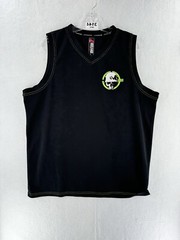 Metal Mulisha Basketball Jersey Tank Mens Large Black Blue Skull Spell Out Mesh