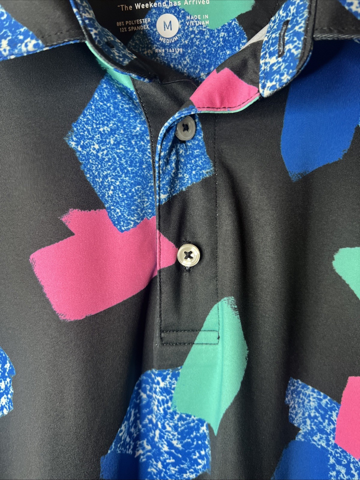Chubbies Polo Shirt Mens M Black Blue Pink Golf Performance Outdoor Retro gallery