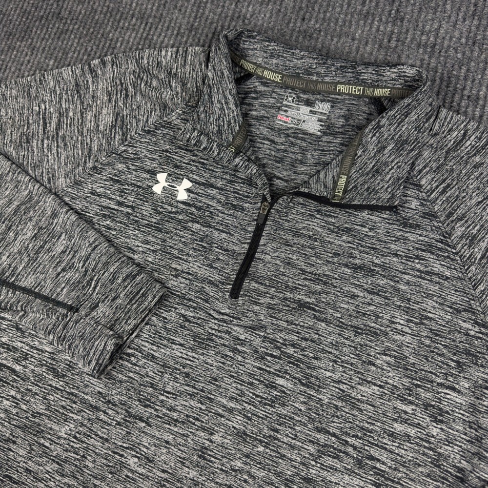 Under Armour Mens HeatGear 1/4 Zip Pullover Space Dye Gray Black 1264950 Large