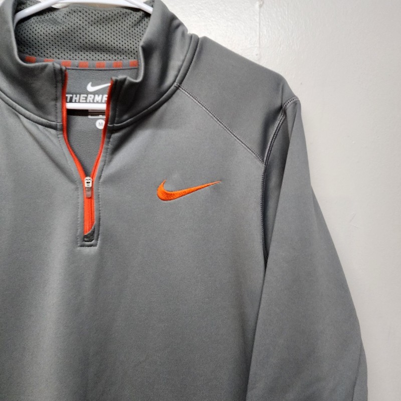 Nike Thermal Fit 1/4 Zip Pullover M Gray Orange Athletic Active Sports gallery