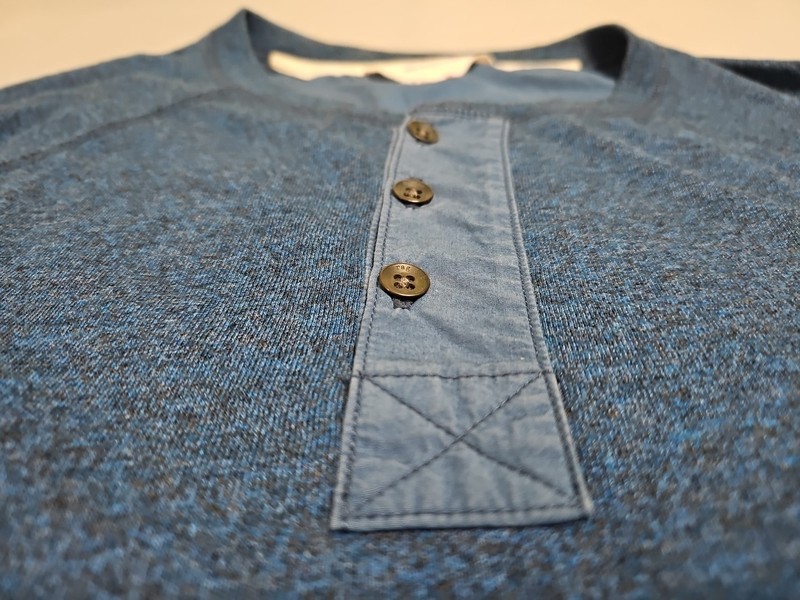 Rag & Bone Handmade In Peru Heather Blue L/S Lightweight Henley Shirt SZ M gallery