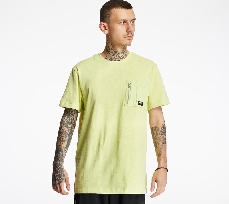 NEW Nike Sportswear Men's Short-Sleeve Zipper Pocket Tee - Limelight Green - L gallery