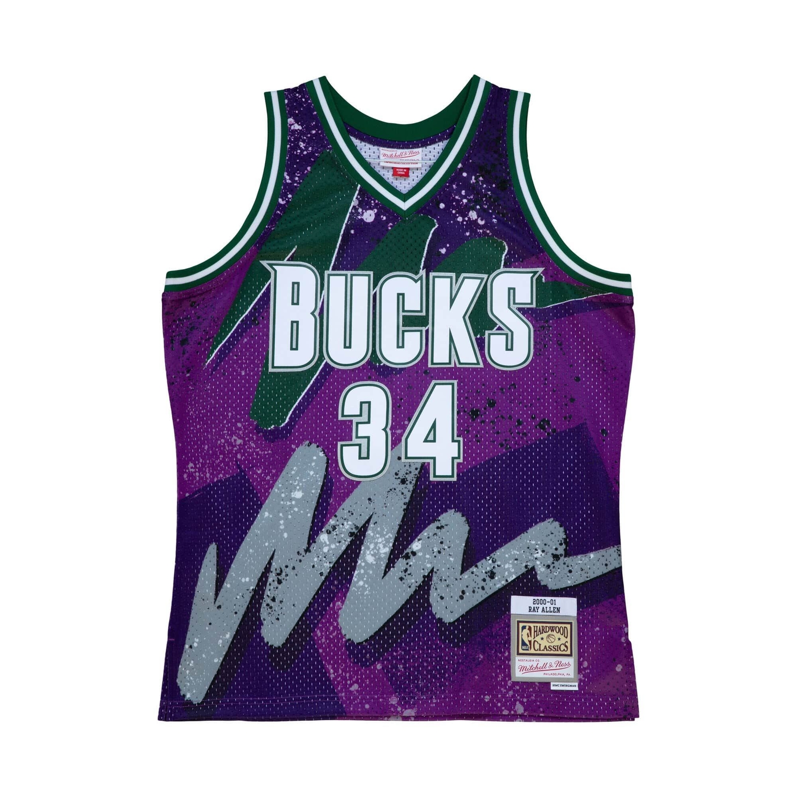 Mens Mitchell & Ness NBA HYPER HOOPS SWINGMAN JERSEY - BUCKS 2000 RAY ALLEN gallery