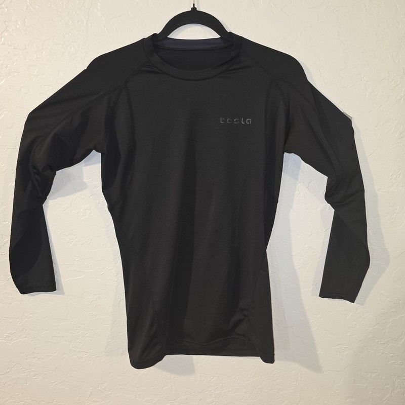 Tesla Shirt Mens Medium Black Compression Performance Base Layer Pullover Top gallery