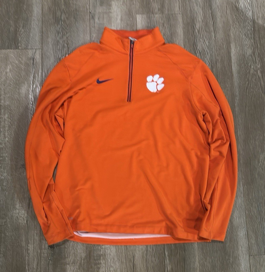 Nike Dri-FIT Orange 1/4 Zip Mock Neck Long Sleeve Pullover Men's L