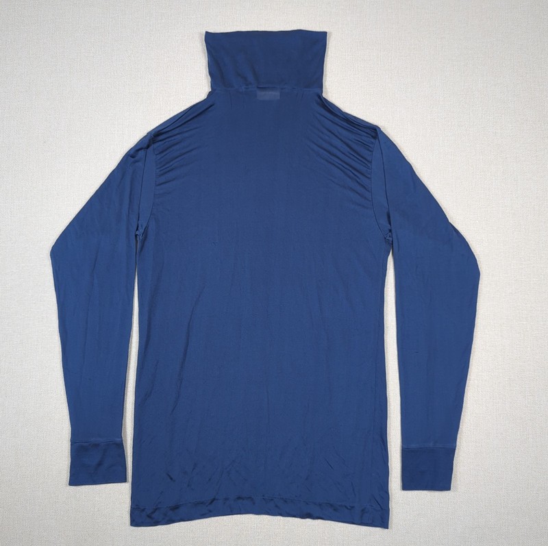 LL Bean 100% Silk Turtleneck Base Layer Shirt Sz M Reg Navy Blue Activewear gallery
