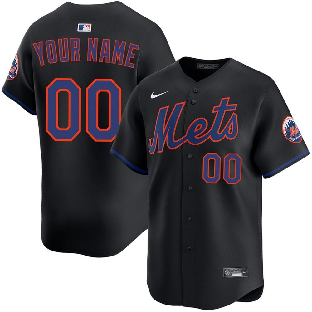 Custom Nike MLB 2025 New York Mets Alternate Limited A.C. Stitched Black Jersey gallery