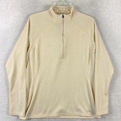 Patagonia 1/2 Zip Capilene 3 Pullover Mens L Beige Midweight Polartec Baselayer