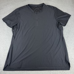 Lululemon Vented Tennis Shirt Mens XXL Black Blade Collar Quarter Zip Metal 1/4