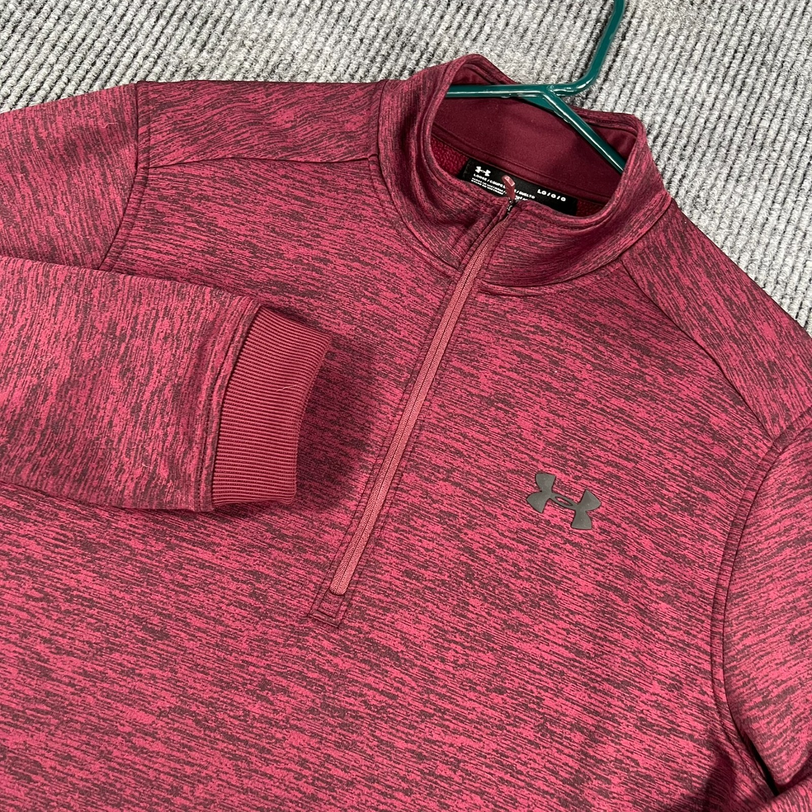 Under Armour Cold Gear Pullover Fleece Mens Large Red Purple Plum Long Slv 1/4 gallery