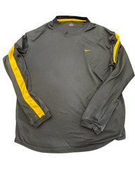 Nike Men’s Gray/Yellow Long Sleeve Activewear T-Shirt Lightweight Polyester L