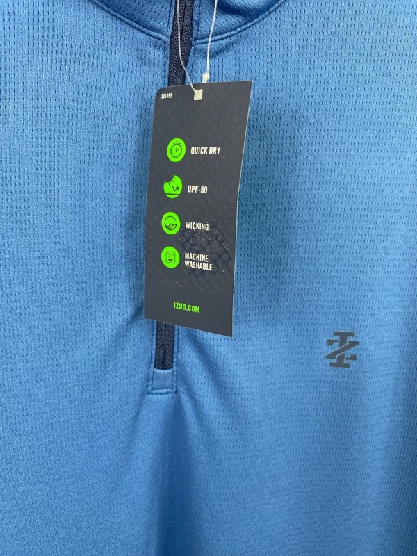 Izod Golf Swingflex Elite Quick-Dry Blue 1/4-Zip Pullover Mens Size M gallery