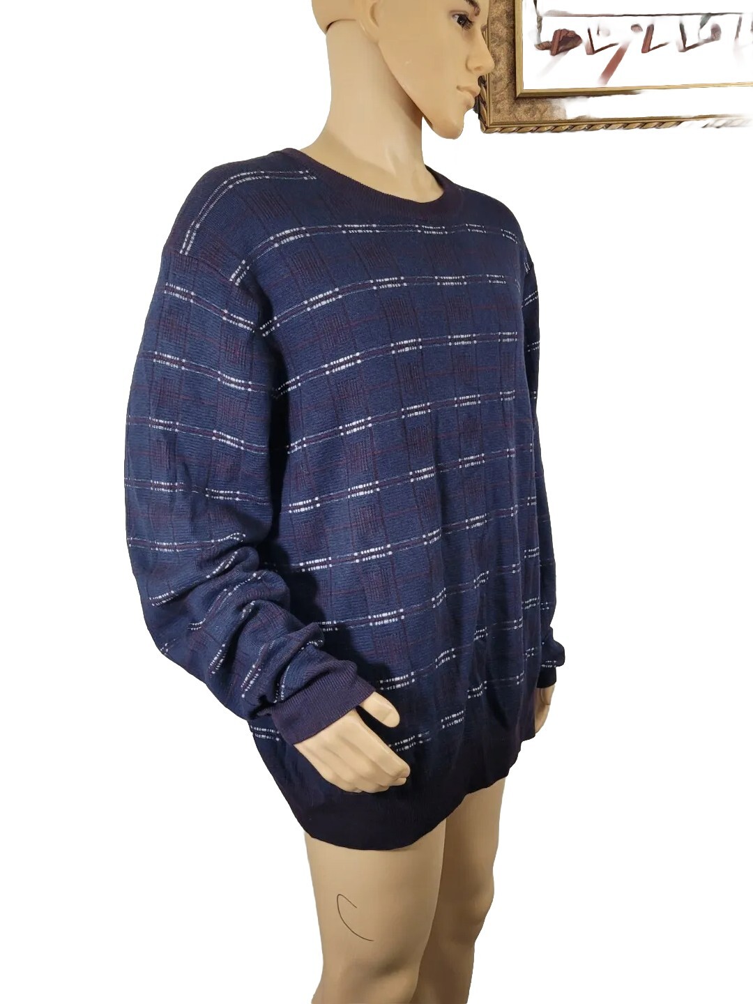 Perry Ellis Men's Sweater Pullover Size 2X Dark Sapphire Blue Round Neck NWT 16 gallery