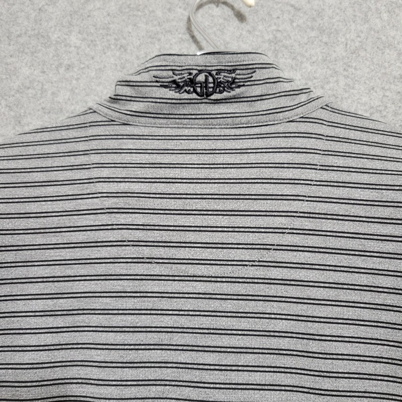 Straight Down 1/4 Zip Golf Pullover Men Medium Gray Black Stripe Long Sleeve gallery
