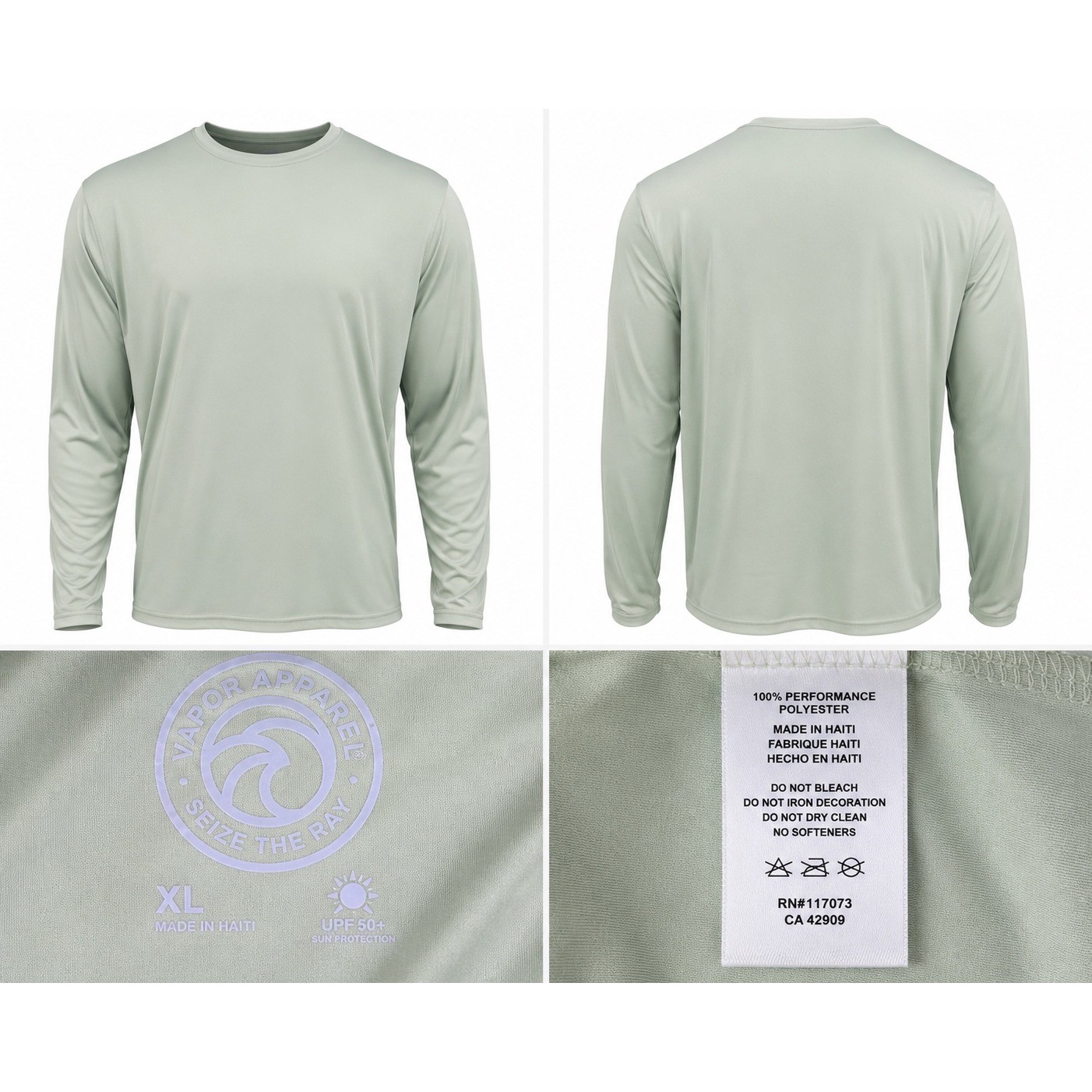 Vapor Apparel UPF 50+ Performance Long Sleeve Shirt Men XL Green Fishing Outdoor gallery