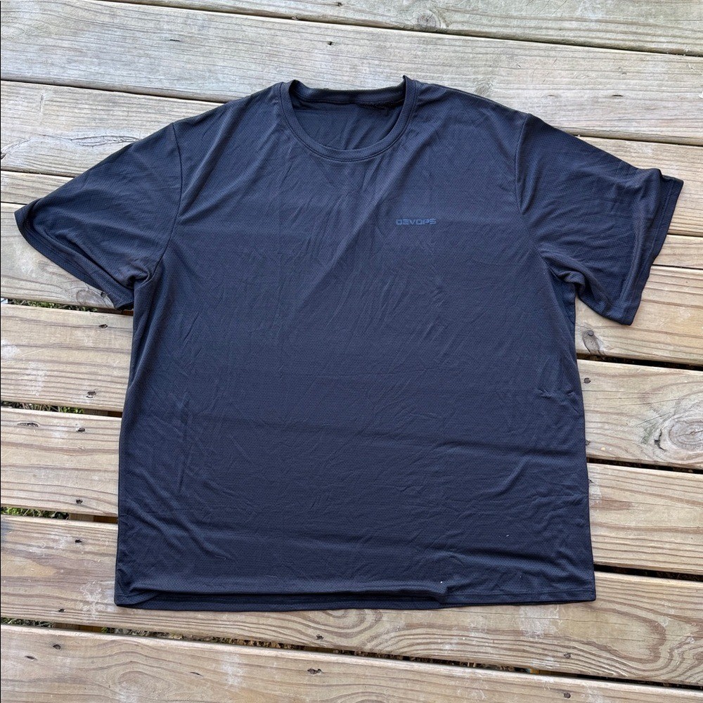 Devops Black Mesh Crewneck Men's 3XL Short Sleeve Dry Fit T-Shirt Athletic Shirt gallery