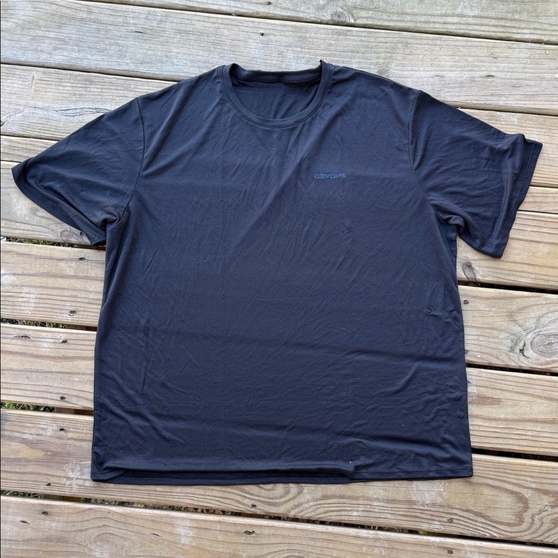 Devops Black Mesh Crewneck Men's 3XL Short Sleeve Dry Fit T-Shirt Athletic Shirt gallery