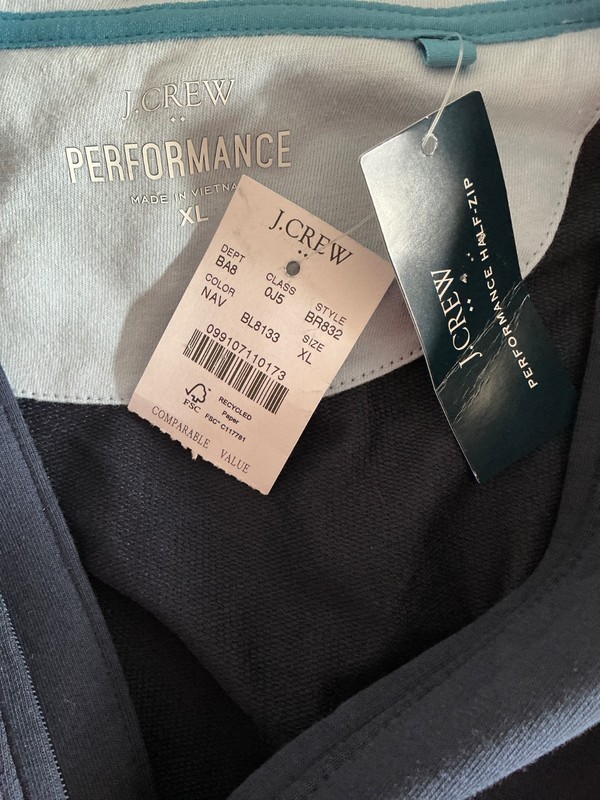 J. Crew Performance Half-Zip Pullover Navy Blue Sz XL NWT gallery